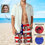 Custom Face Flag Red Stripes Men's Elastic Beach Shorts