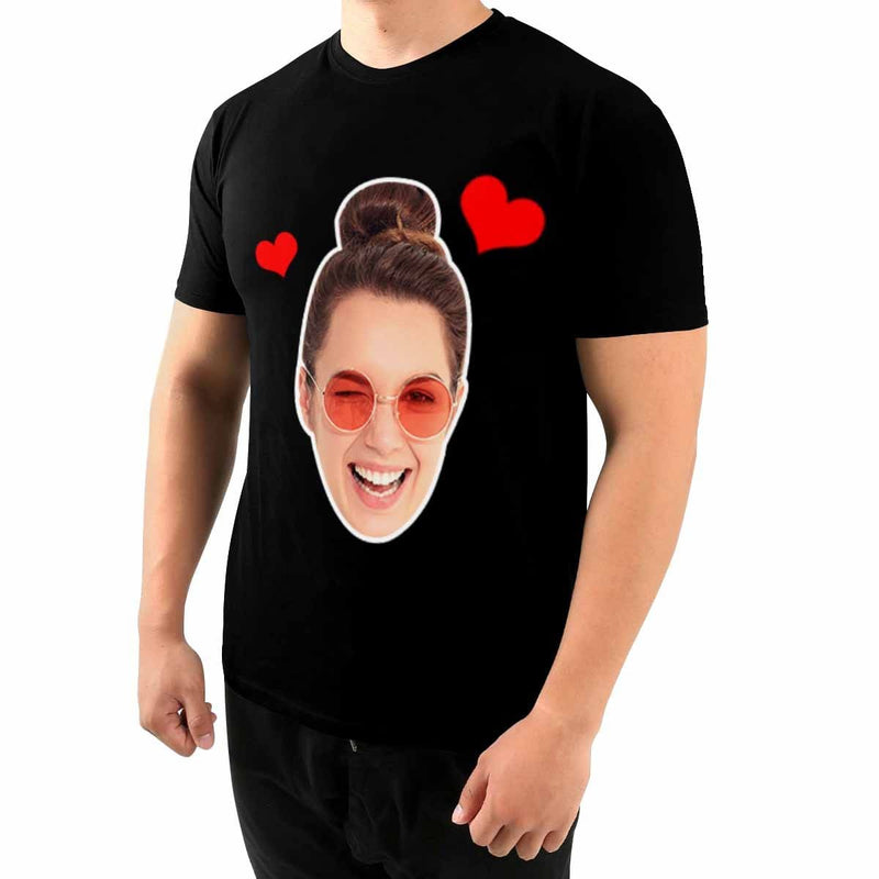 Custom Face Red Heart Men's T-shirt