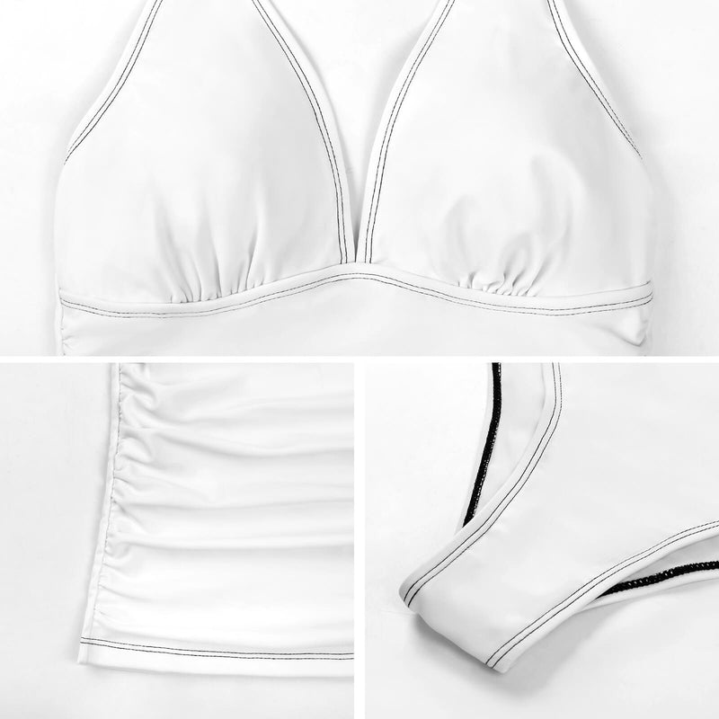 Customized Face Halter Multicolor Neck Design Two Piece Swimsuit For Wedding Vocation