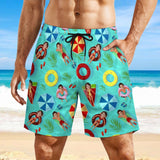 Men's Custom Face Swimming Pool Elements Elastic Fashion Personlized 2 in 1 Sports Board Shorts Beach Shorts
