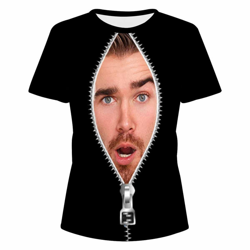 Custom Face Zipper Women's T-shirt