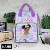 Custom Name Purple Diaper Bag Backpack Kid's School Bag