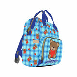 Custom Name Bear Blue  Diaper Bag Backpack Kid's School Bag