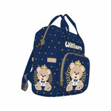 Custom Name Crown Bear Navy Blue Diaper Bag Backpack Kid's School Bag