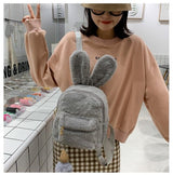 Personalized Name Cute Kawaii Plush Bunny Backpack Faux Fur Mini Backpack Rabbit Ear Women Travel Shoulder Bags Plush Backpack