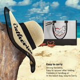 Custom Embroidery Name Black Wide Brim Straw Hat For Women Outdoor Summer Beach Cap Bride Hat