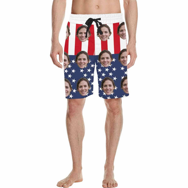 Custom Face Flag Men's All Over Print Casual Shorts