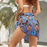 Personalized Photo Beach Wrap With Face Butterfly Swim Bikini Coverup Personalised Short Sarongs Beach Wrap For Holiday