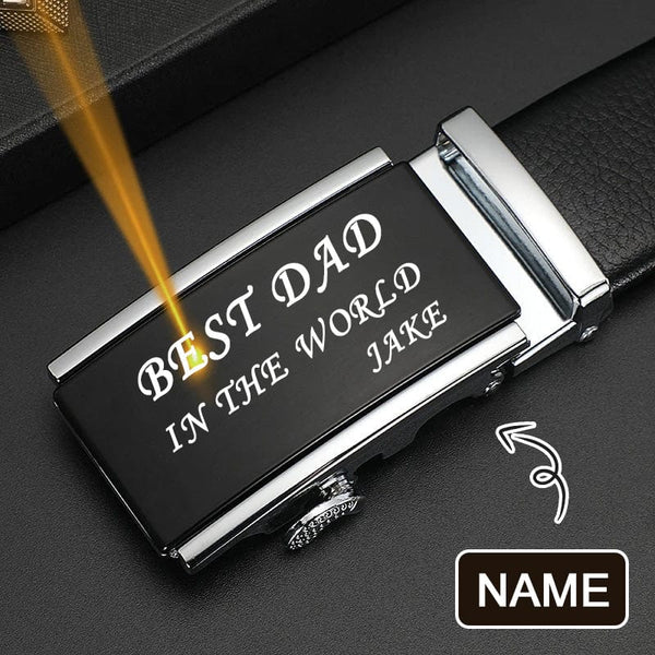 Men Automatic Buckle Belt Custom Engraved Name Logo Genuine Leather Waist Belts for Jeans Father's Day Personalized Gift