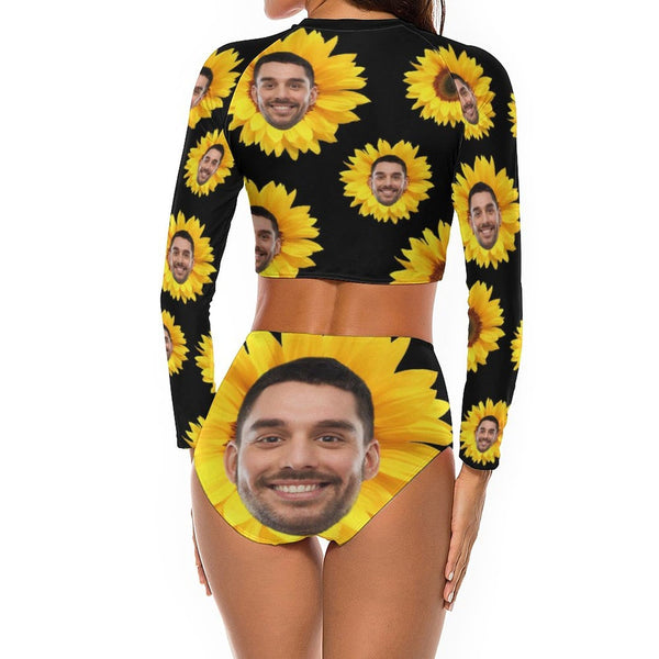 Custom Face Yellow Sunflower Bikini Swimsuit