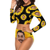 Custom Face Yellow Sunflower Bikini Swimsuit