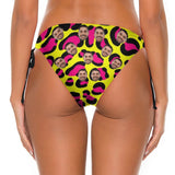 Side Tie Bikini Bottom-Custom Face Graffiti Swim Shorts Personalized Bikini Swimsuit Bottom