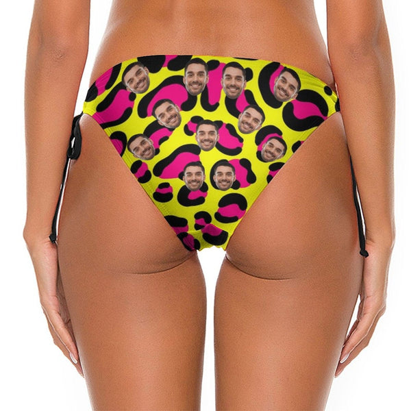 Side Tie Bikini Bottom-Custom Face Graffiti Swim Shorts Personalized Bikini Swimsuit Bottom