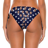 Side Tie-Custom Face Flag Star Personalized Bikini Swimsuit Bottom