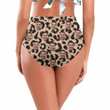High Waisted Bikini Bottom-Custom Face Sexy Leopard Personalized Bikini Swimsuit Bottom