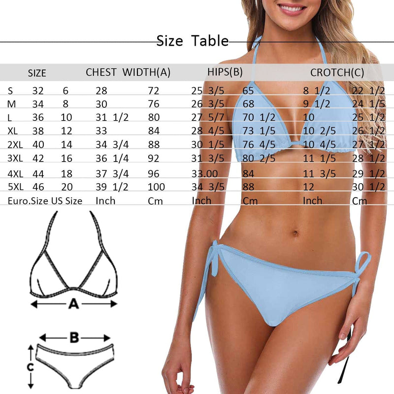 Unique Halter Tie Side Low Waisted Triangle Bikini Custom Face Baby Here String Personalized Bathing Suit