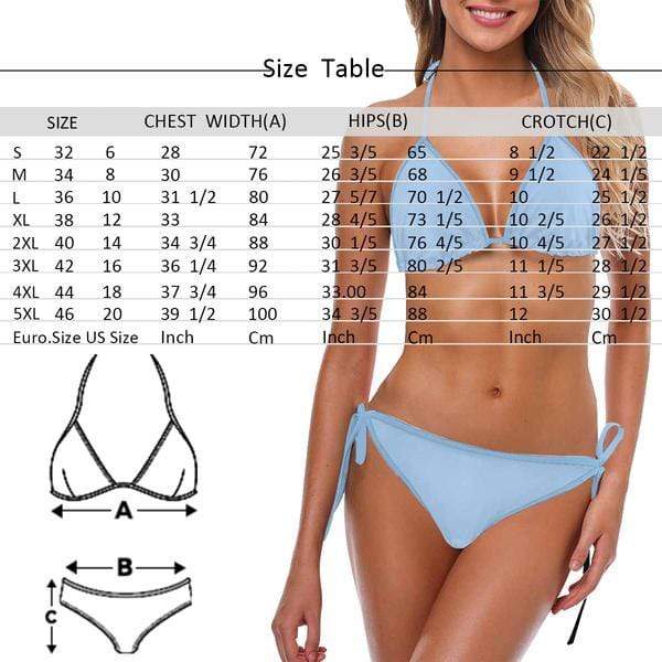 Unique Halter Tie Side Low Waisted Triangle Bikini Custom Face Blue String Personalized Bathing Suit