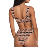 Personalized Scoop Neck Sport Top High Waisted Bikini Custom Face In Hands