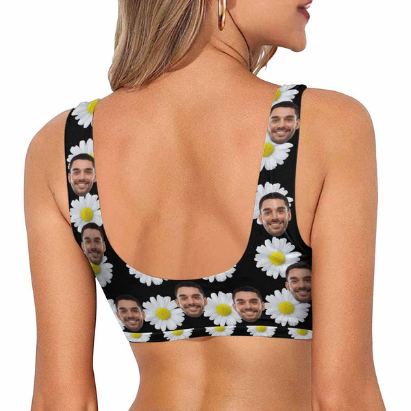 Sport Top-Custom Face Flower Personalized Bikini Swimsuit Top