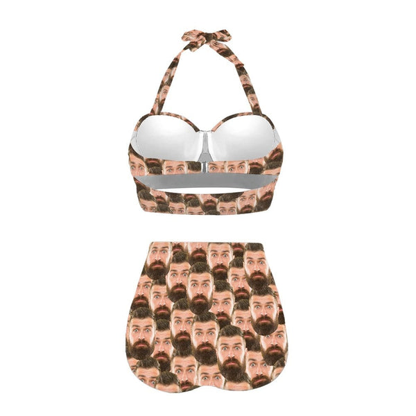 Custom Face Seamless Strap Two-piece Bikini Swimsuit