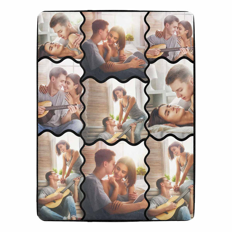 [Custom 4 Photos] Photo Blanket with Photo Collages Personalized for Anniversary Present (4 Photos Collage)