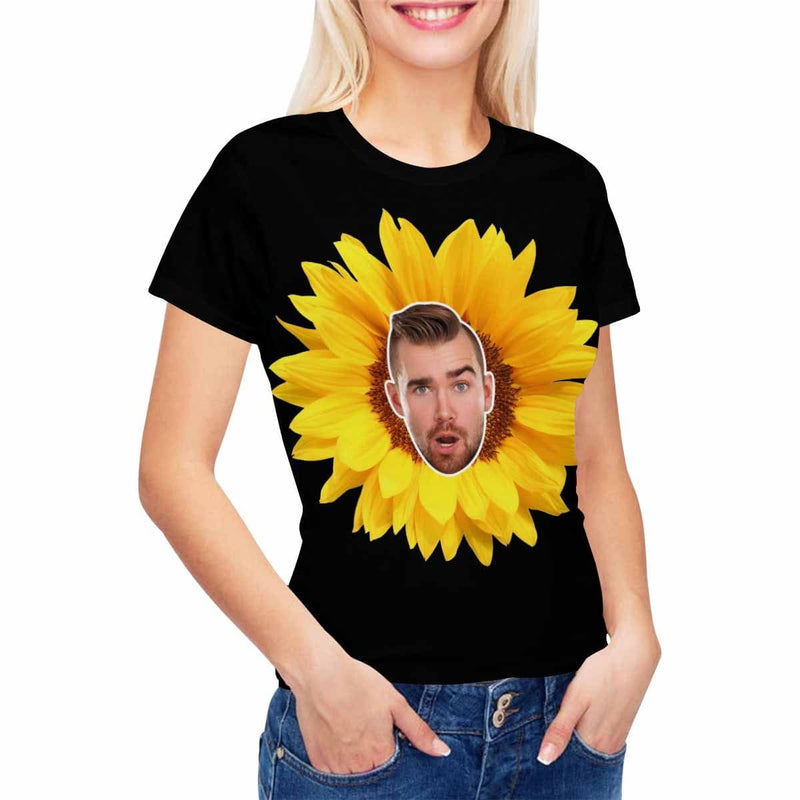 Custom Face Sunflower Women's T-shirt