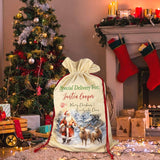 Custom Name Santa Claus Christmas Large Santa Bags Christmas Drawstring Bag for Xmas Party Favor Supplies Wrapping 21 x 32 Inch