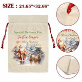 Custom Name Santa Claus Christmas Large Santa Bags Christmas Drawstring Bag for Xmas Party Favor Supplies Wrapping 21 x 32 Inch
