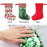 16.5in(L) Super Size-Custom Seamless Face Red Hat Christmas Socks Flip Sequins Christmas Stocking