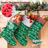 Custom Text Green Background Christmas Ornaments Sequin Socks