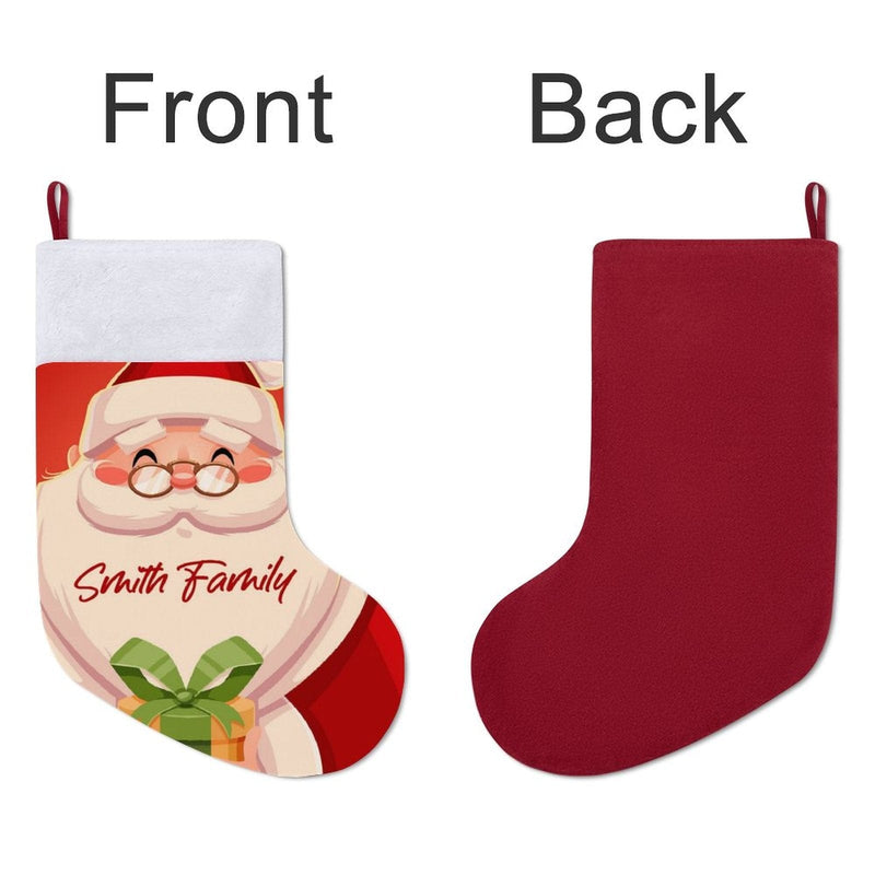 16.5in(L) Super Size-Custom Text Santa Claus Christmas Socks Flip Sequins Christmas Stocking