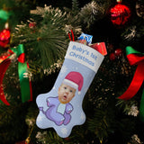 16.6in(L) Plus Size-Custom Baby's Face&Text Socks Paw Christmas Stocking Holiday Decor Gifts