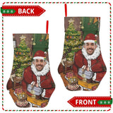16.6in(L) Plus Size-Custom Face Santa Claus Socks Paw Christmas Stocking Holiday Decor Gifts