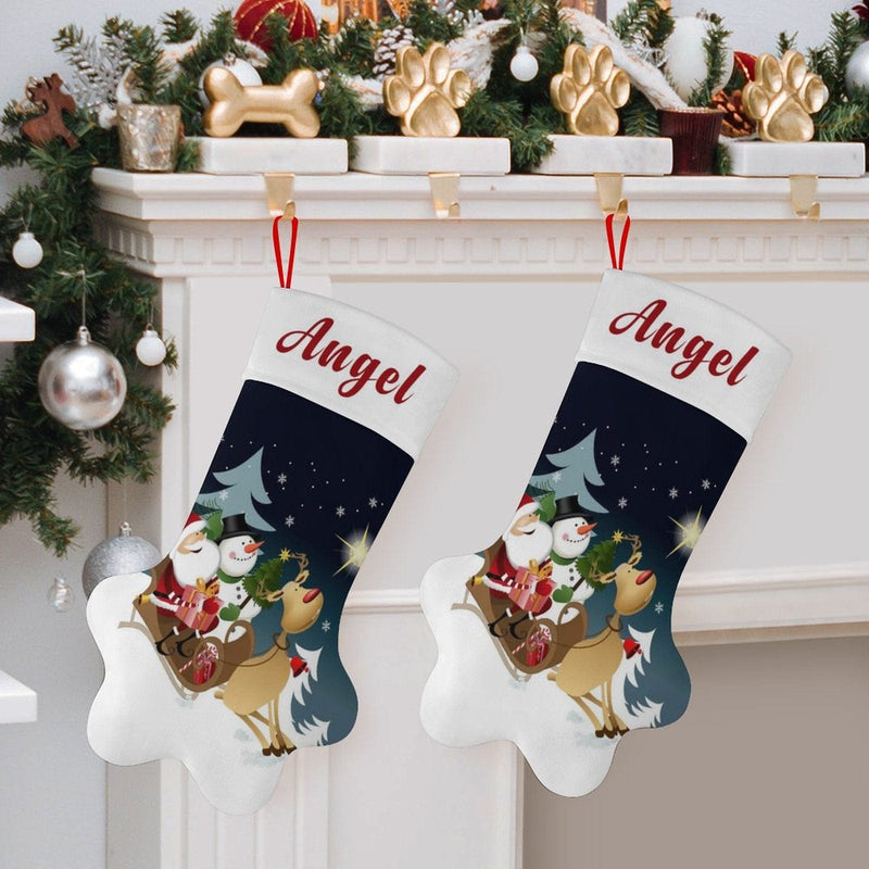 16.6in(L) Plus Size-Custom Name Socks Paw Christmas Stocking Holiday Decor Gifts
