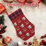 16.6in(L) Plus Size-Custom Pet Face Red Hat Socks Paw Christmas Stocking Holiday Decor Gifts