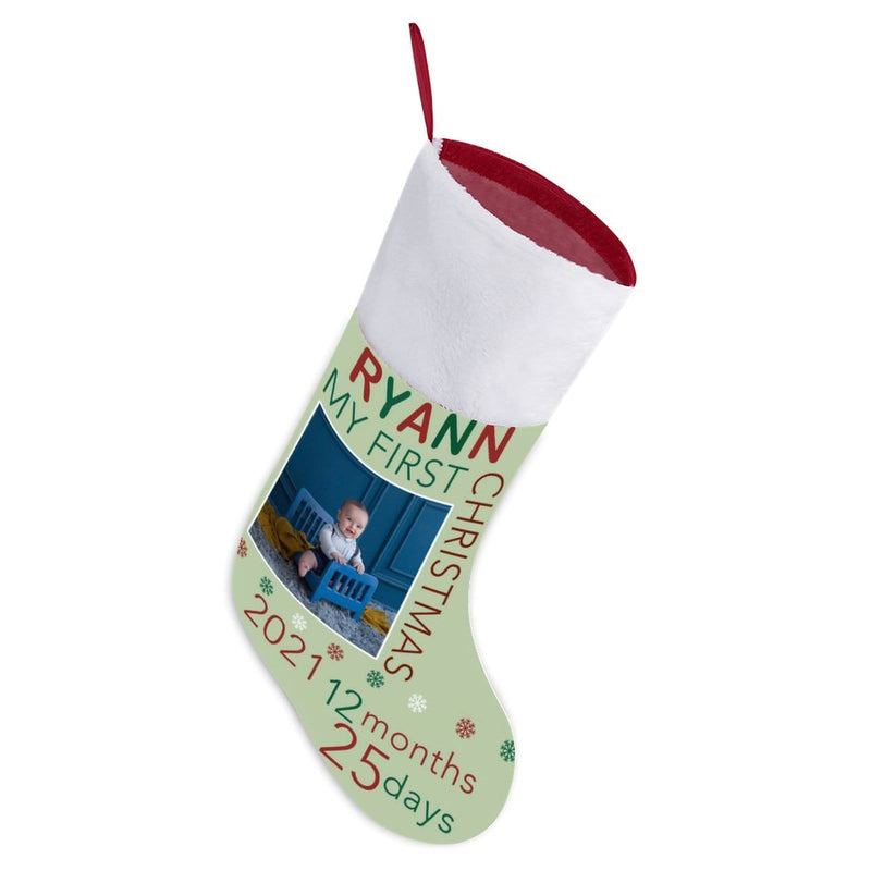 16.5in(L) Super Size-Custom Photo&Name My First Christmas Christmas Stocking