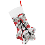 16.6in(L) Plus Size-Custom Seamless Face Red Hat&Name Socks Paw Christmas Stocking Holiday Decor Gifts