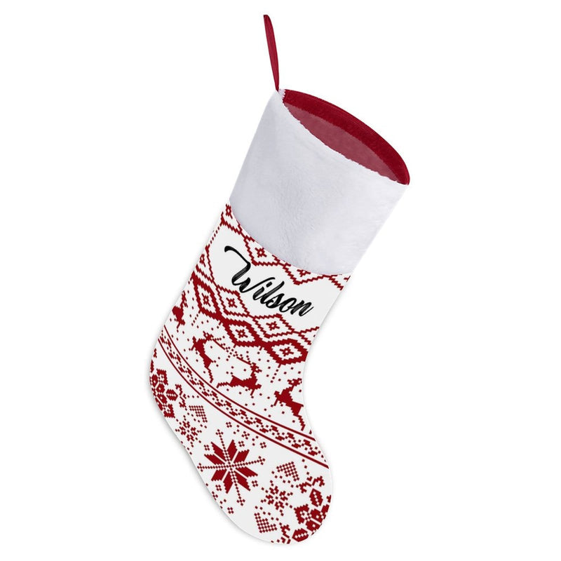 16.5in(L) Super Size-Custom Name Snowflake And Elk Christmas Stocking