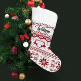 16.5in(L) Super Size-Custom Name Snowflake And Elk Christmas Stocking