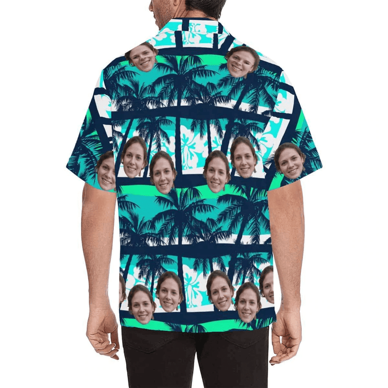 Personalized Couple Matching Hawaiian Shirts Hawaiian Shirt Custom Face Coconut Tree Couple Hawaiian Shirts