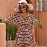 One Piece Cover Up Dress Custom Face Lover Personalized Women's Short Sleeve Beachwear Coverups