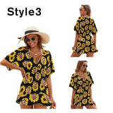 One Piece Cover Up Dress Custom Face Personalized Women's Short Sleeve Beachwear Coverups