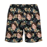 Men's Custom Face 2 in 1 Sports Board Shorts Beach Shorts All Over Print Photo Shorts - Tropical Flowers
