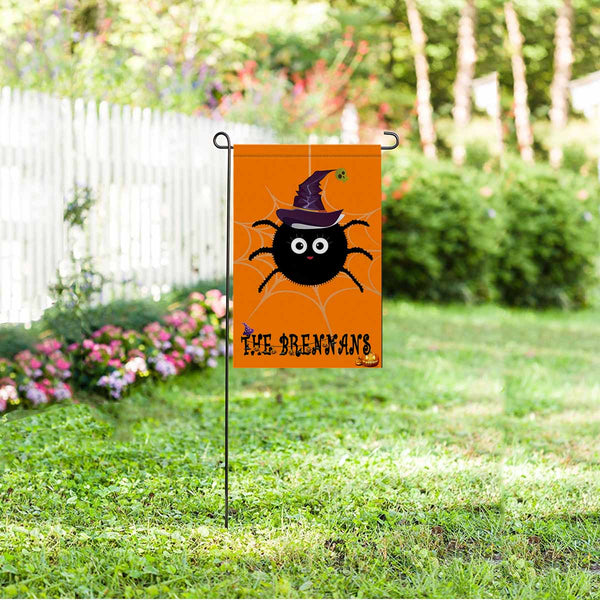 Custom Text Spider Halloween Garden Flag