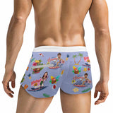 Custom Face Beach Hawaii Aloha Men's Swimwear Short Swim Trunks with Zipper Pocket Personalized Surfing Square Leg Board Shorts
