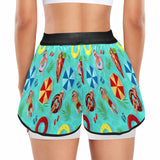 Custom Faces Swimming Ring Women's 2 in 1 Surfing & Beach Shorts Female Gym Fitness Shorts