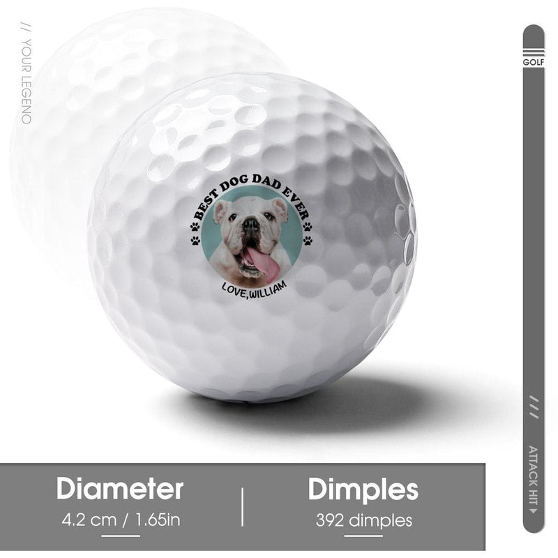 Custom Photo&Name Best Dog Dad Ever Golf Balls Father's Day Golf Gift Golf Balls for Dad Personalized Funny Golf Balls Create Your Own Golf Balls