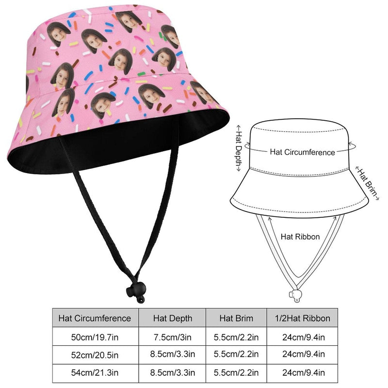 Custom Face Pink Background Kid's Bucket Boonie Hat
