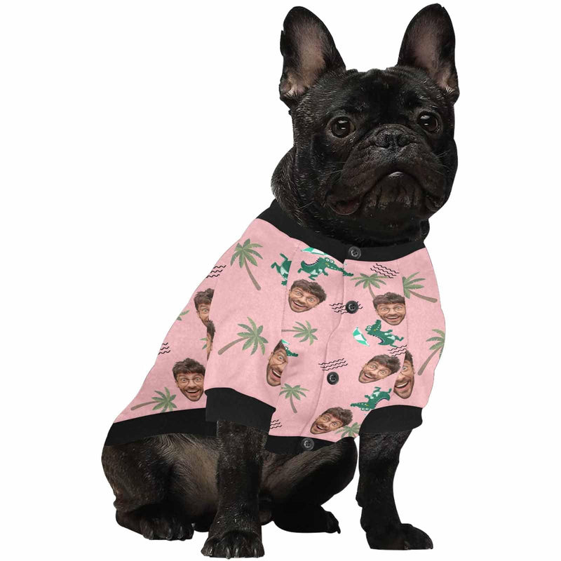 Custom Face Pink Tree Matching Dog and Owner Hawaiian Shirts Custom Pet Shirt Dog Gift