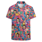 Hawaiian Shirt Custom Face Couple Hawaiian Shirt&Dress Tropical Fruits Men Front Pocket Shortsleeve Beach Pocket Hawaiian Shirt